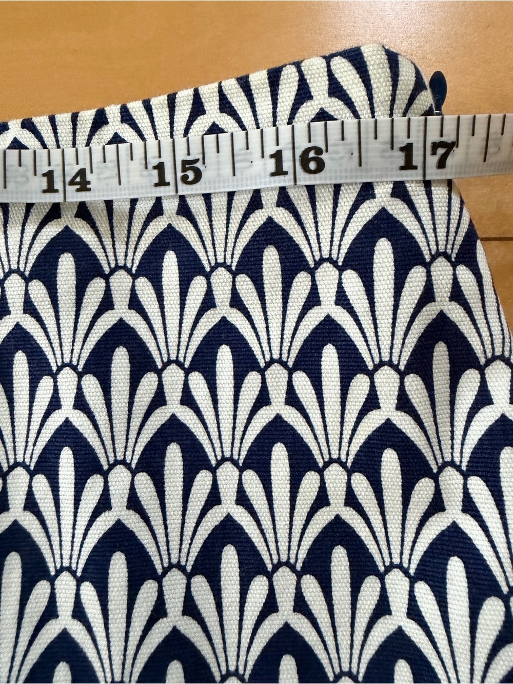 Talbots Cotton Geometric Pattern Print Skirt - Navy & White - Size 12 - Picture 6 of 12